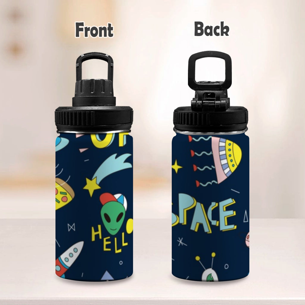 Hello Alien Kids Water Bottle with Chug Lid (12 oz) Kids Water Bottle with Chug Lid Printed Offshore Sci Fi