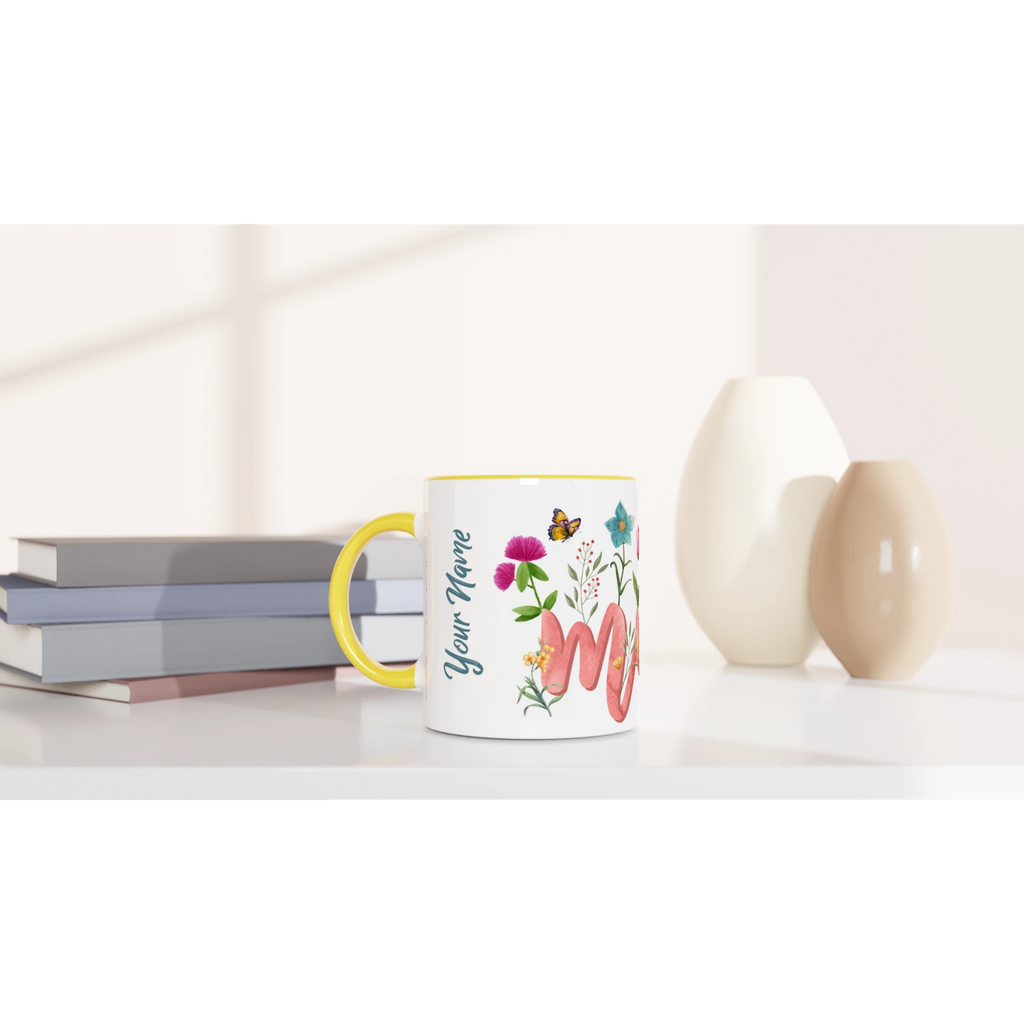 Personalised Mum With Flowers And Butterflies 11oz Ceramic Mug Personalised 11oz Mug Globally Fulfilled Mum