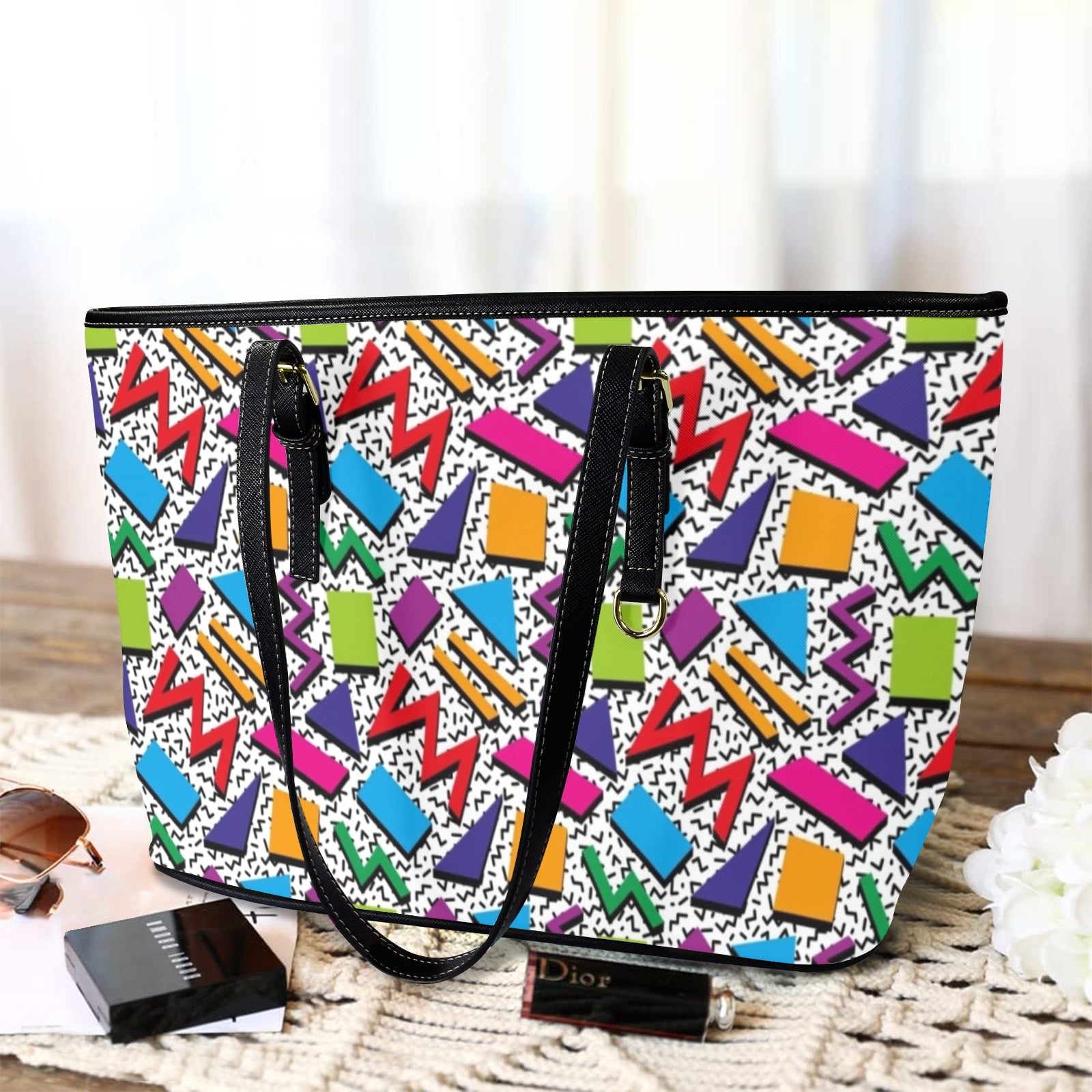 Graphic 80's - PU Leather Tote Bag - Large
