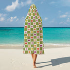 Flower Check Kids Hooded Blanket 100cm x 130cm
