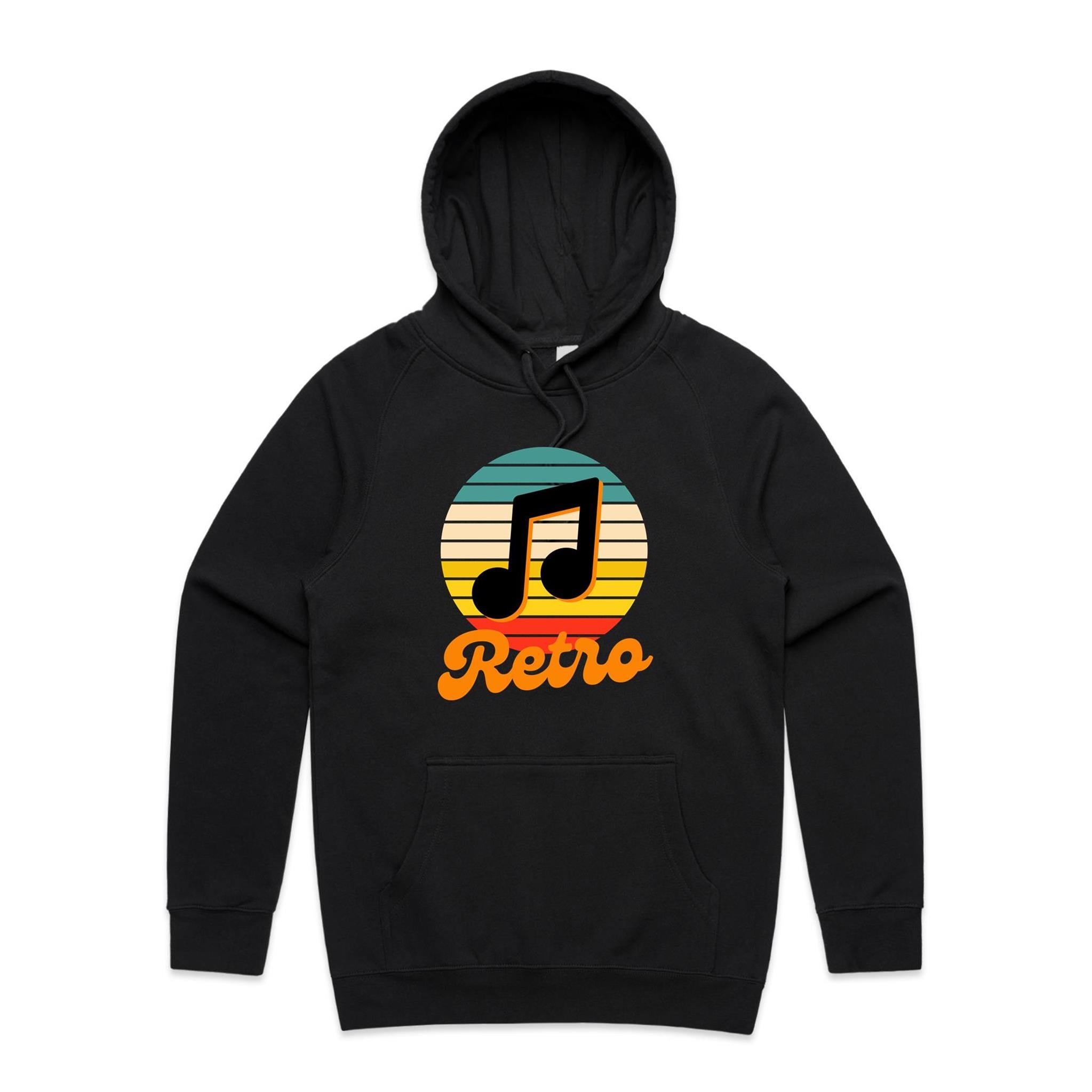 Retro Music - Mens Hoodie Black Mens Hoodie Music Printed In Australia Retro