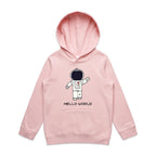 Astronaut, Hello World - Kids Hoodie Pink Kids Hoodie Printed In Australia