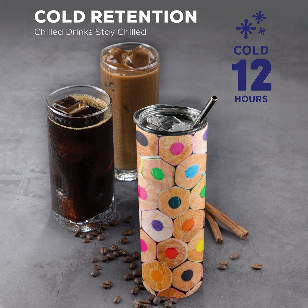 Pencils 20oz Tall Skinny Tumbler with Lid and Straw