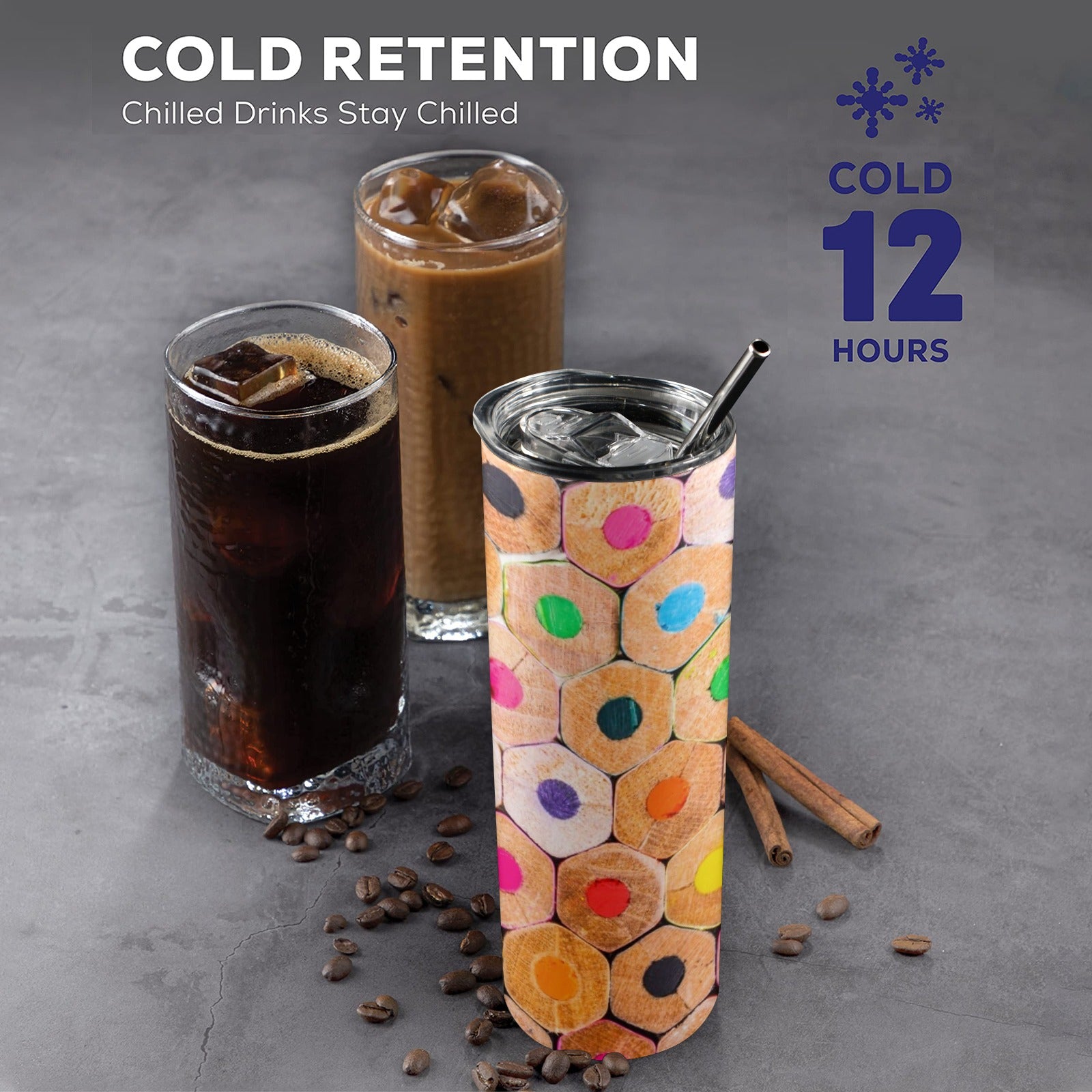 Pencils 20oz Tall Skinny Tumbler with Lid and Straw