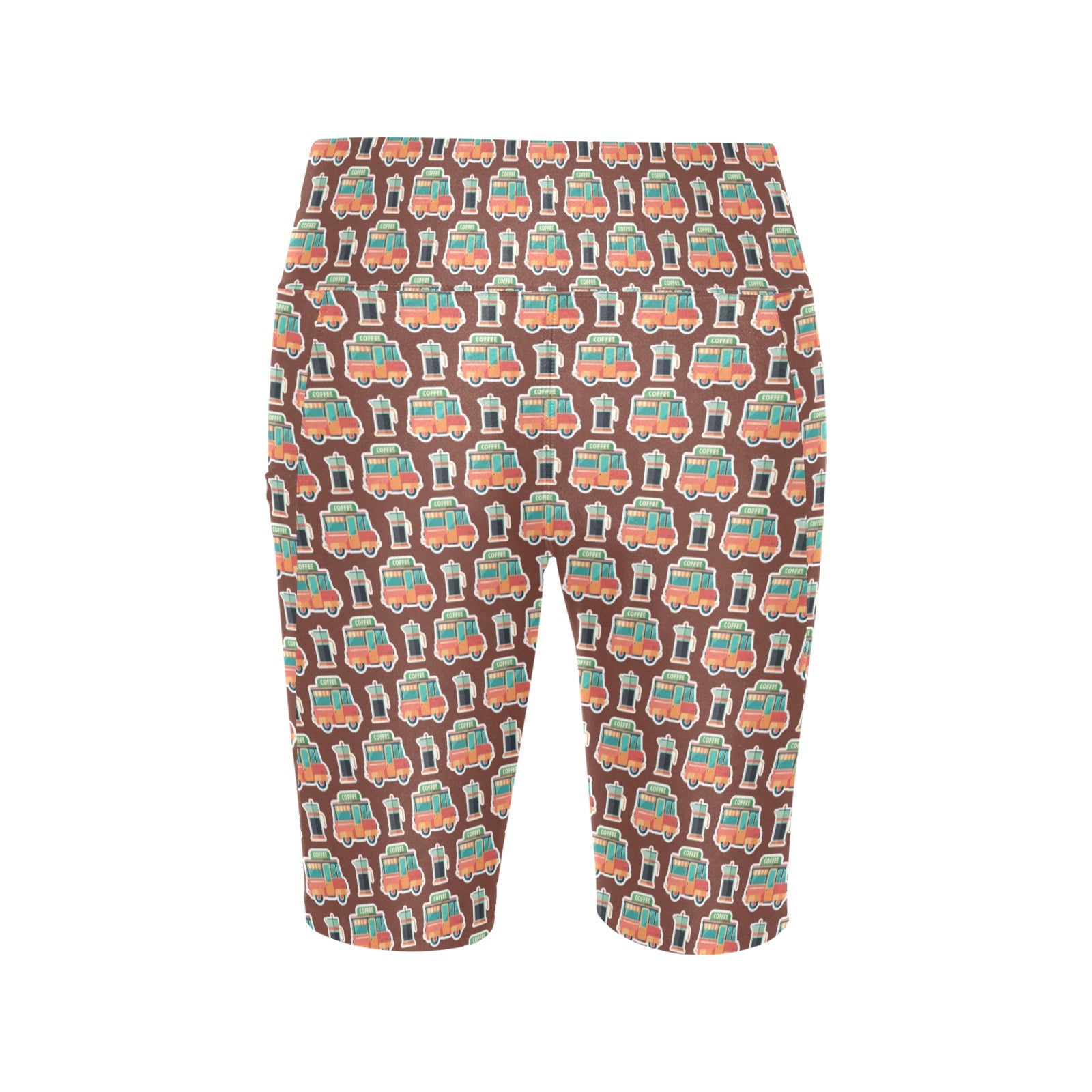 Coffee Van Women's Bike Shorts With Side Pockets Women's Bike Shorts Coffee Printed Offshore