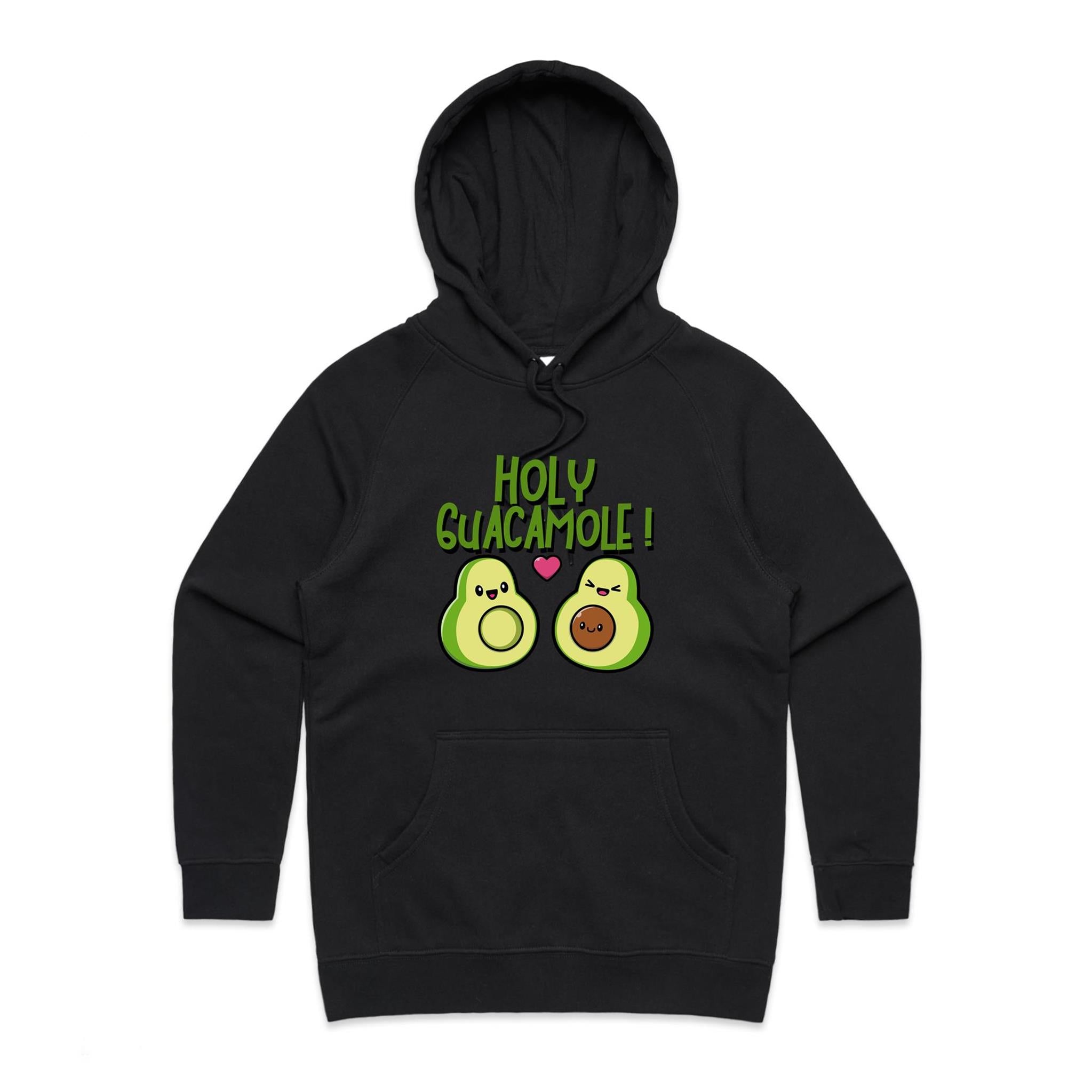 Holy Guacamole, Pregnant Avocado - Womens Hoodie Black Womens Hoodie Food Printed In Australia