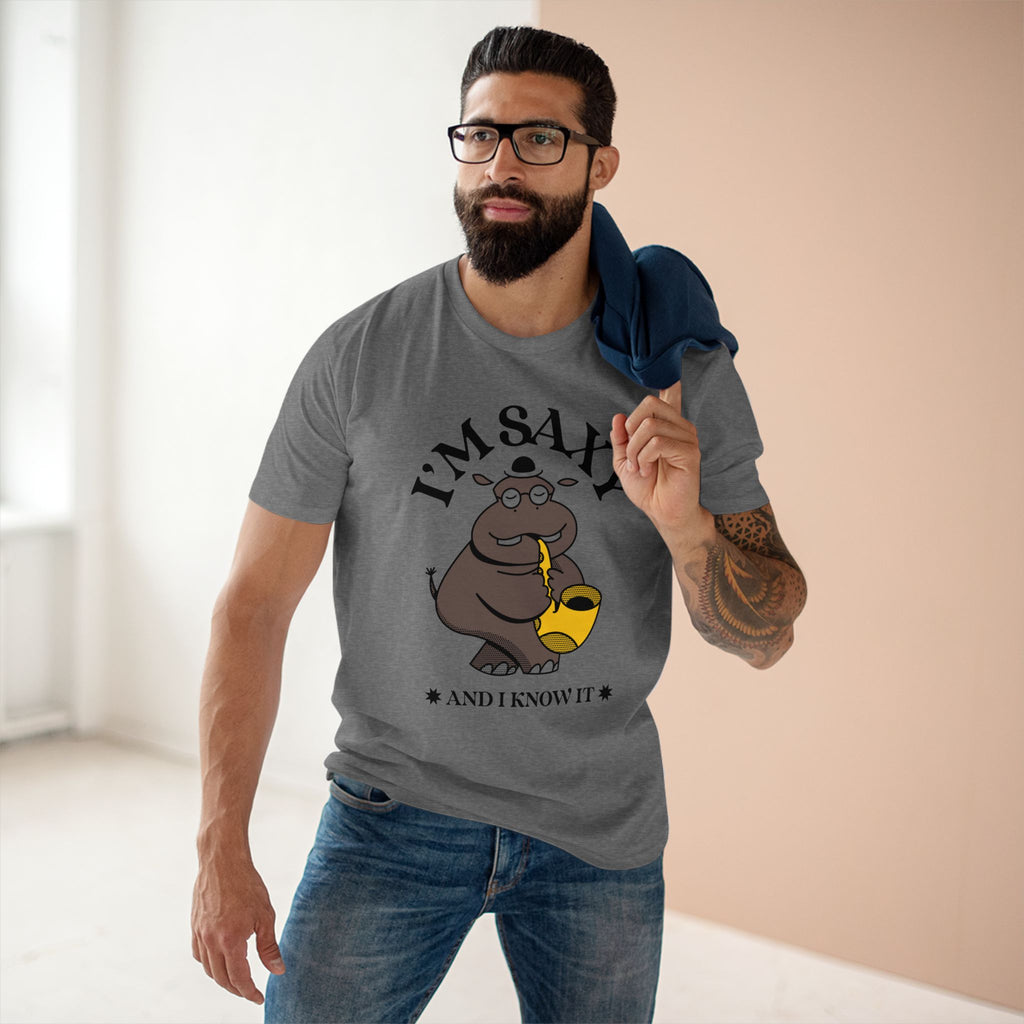 I'm Saxy And I Know It, Saxophone Player - Men's Staple Tee Athletic Heather Mens Premium T-Shirt Animal Music Printed in AU and US