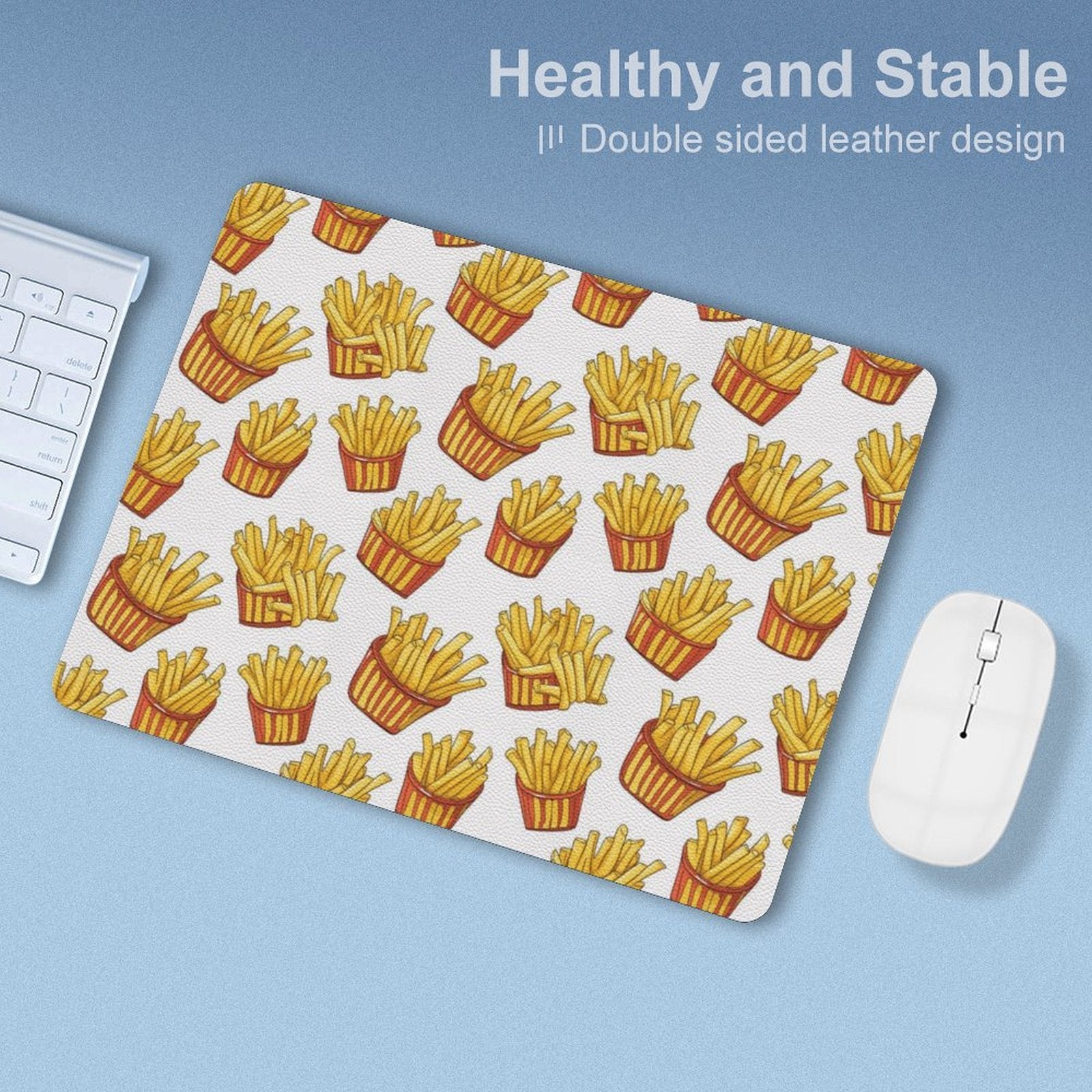 French Fries - Leather Mouse Pad Leather Mouse Pad Food Printed Offshore