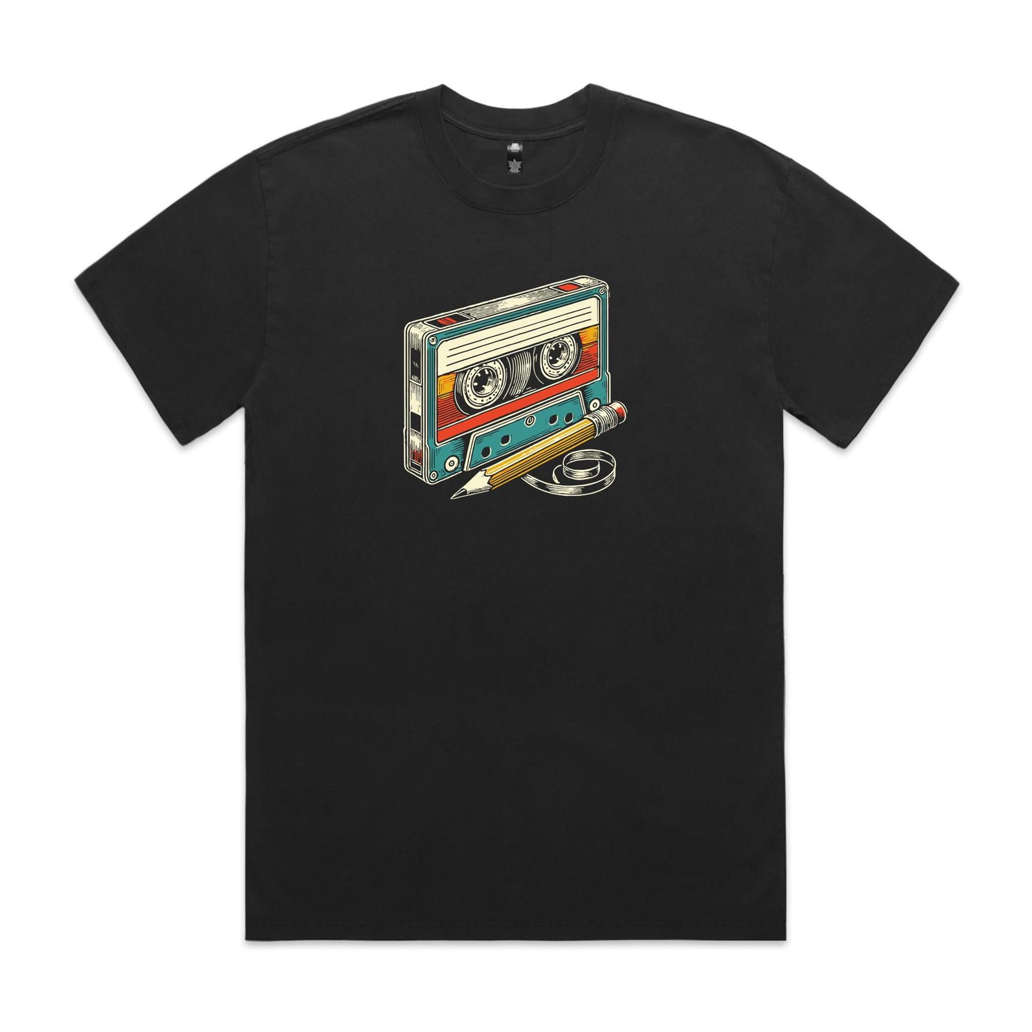 Cassette Tape And Pencil - AS Colour Heavy Faded Tee