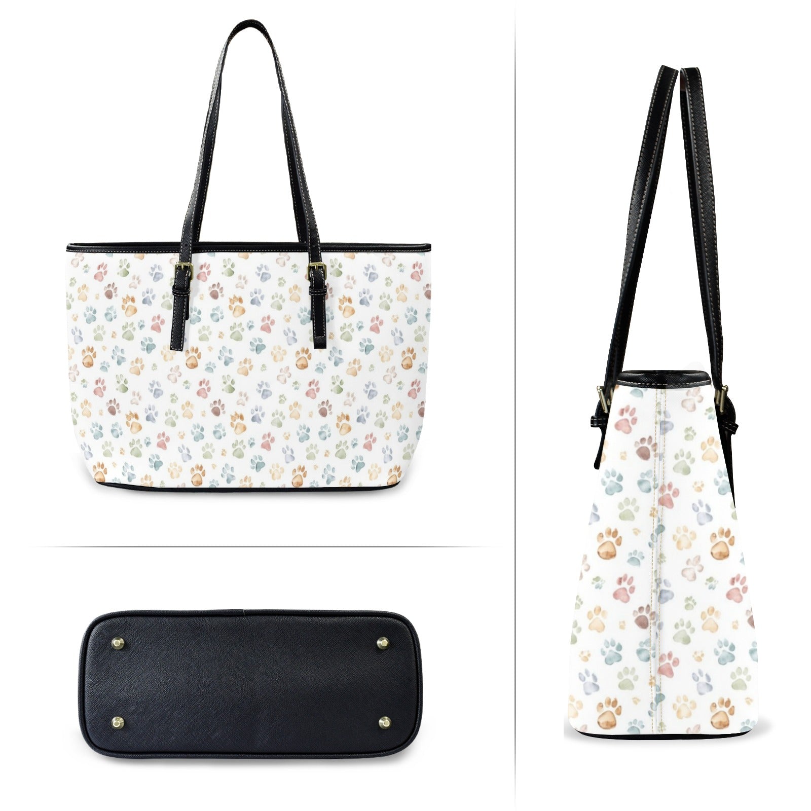 Paw Print PU Leather Tote Bag Large Leather Tote Bag-Large animal Printed Offshore