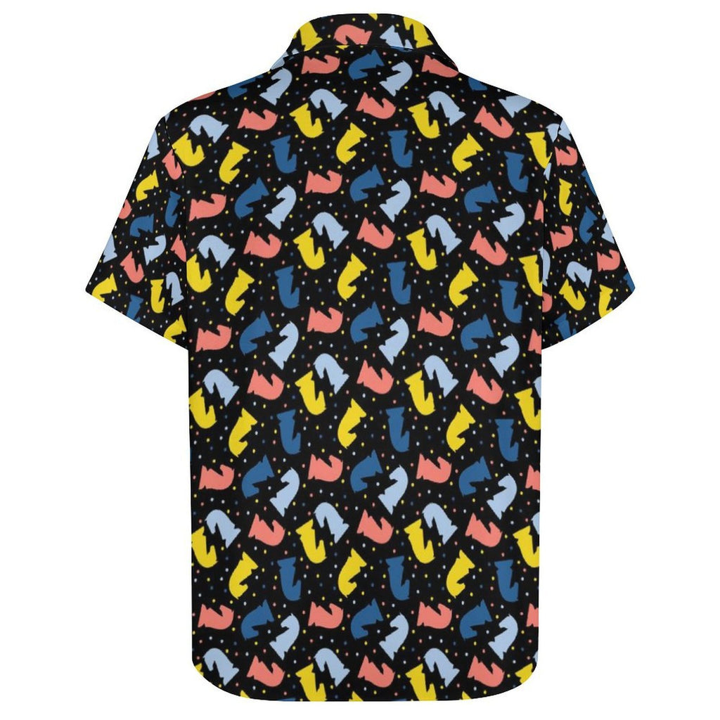 Colourful Chess Women's Collared Pocketless Short Sleeve Shirt