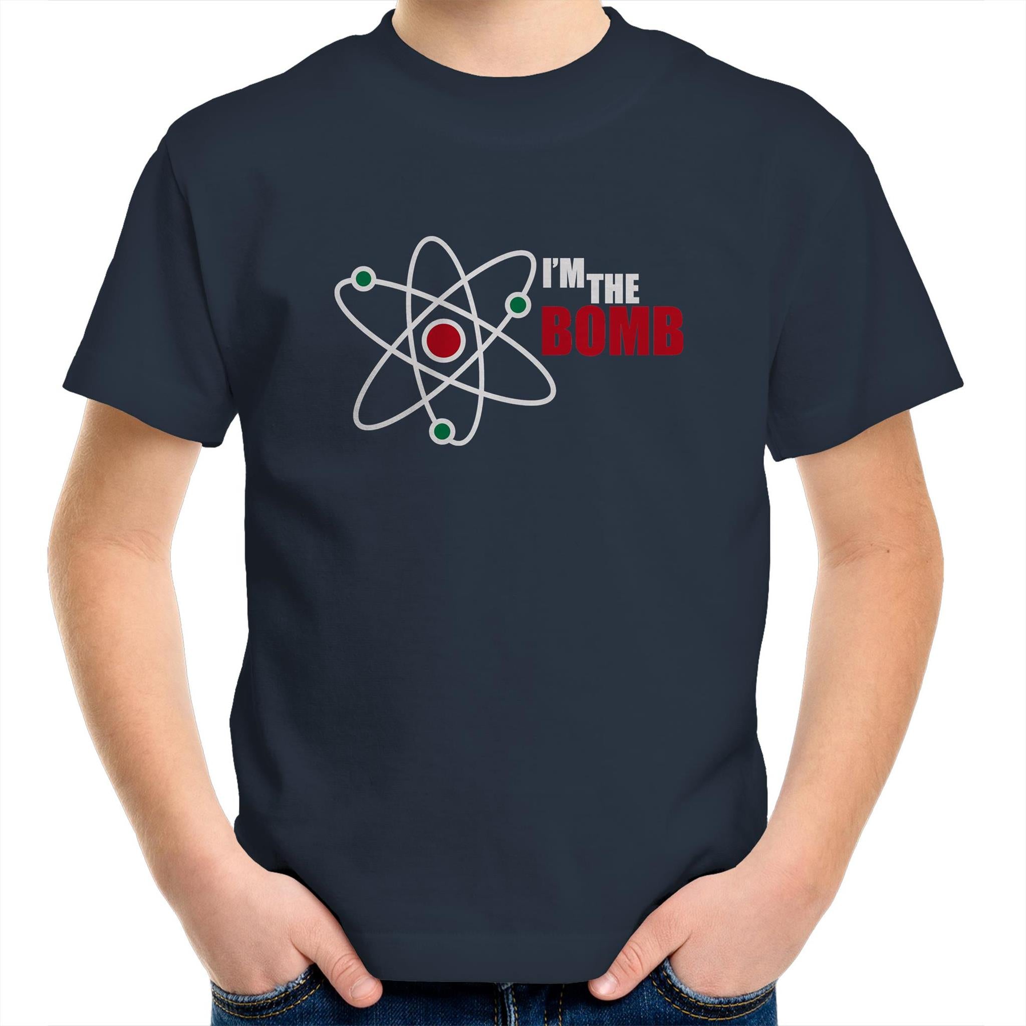 I'm The Bomb, Atom - Kids Youth T-Shirt Navy Kids Youth T-shirt Printed In Australia Science