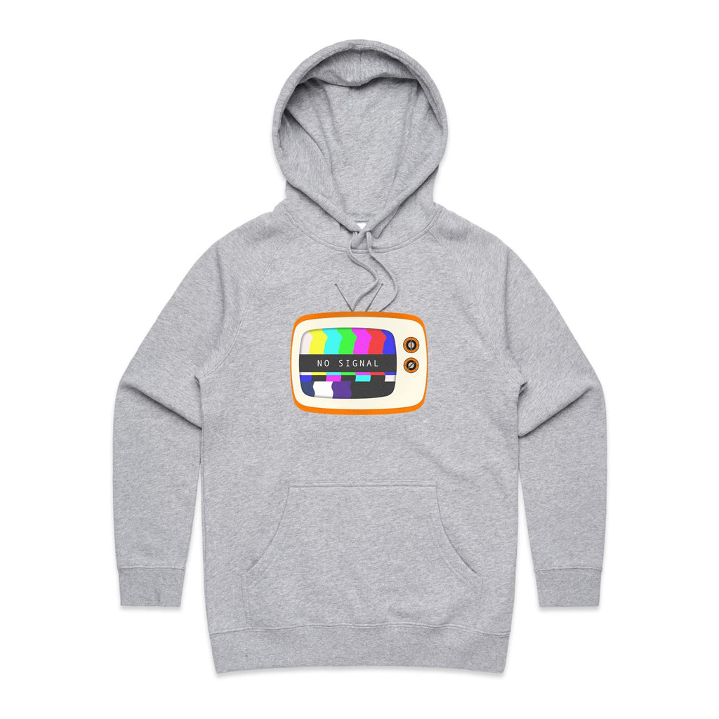 Retro TV, No Signal - Womens Hoodie Grey Marle Womens Hoodie Printed In Australia Retro Tech