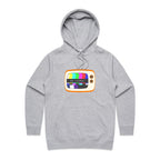 Retro TV, No Signal - Womens Hoodie Grey Marle Womens Hoodie Printed In Australia Retro Tech