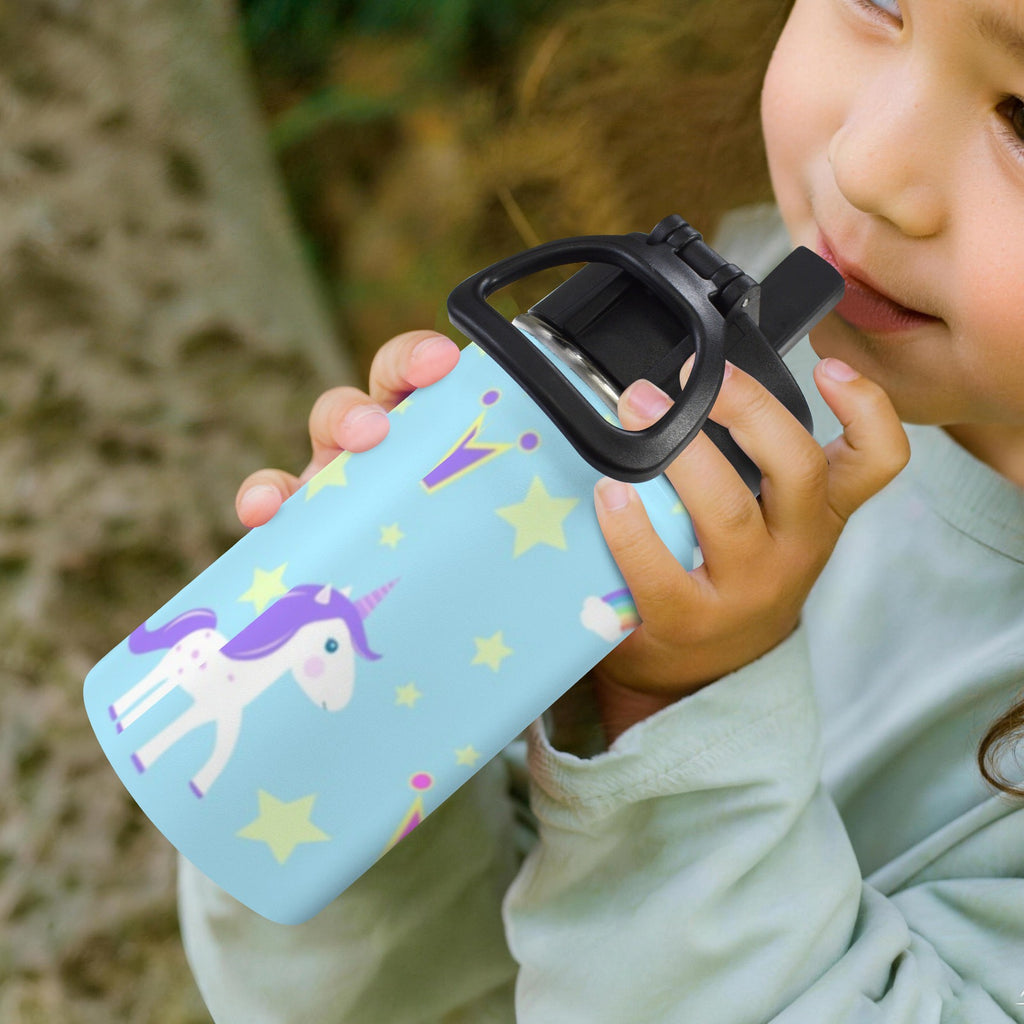 Unicorn Crown 12oz Kids Water Bottle with Straw Lid