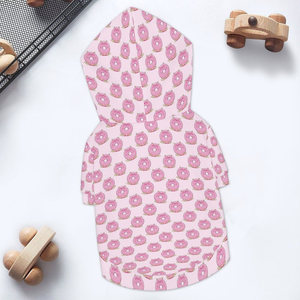 Pink Cat Doughnuts Pet Hoodie (Large Size)