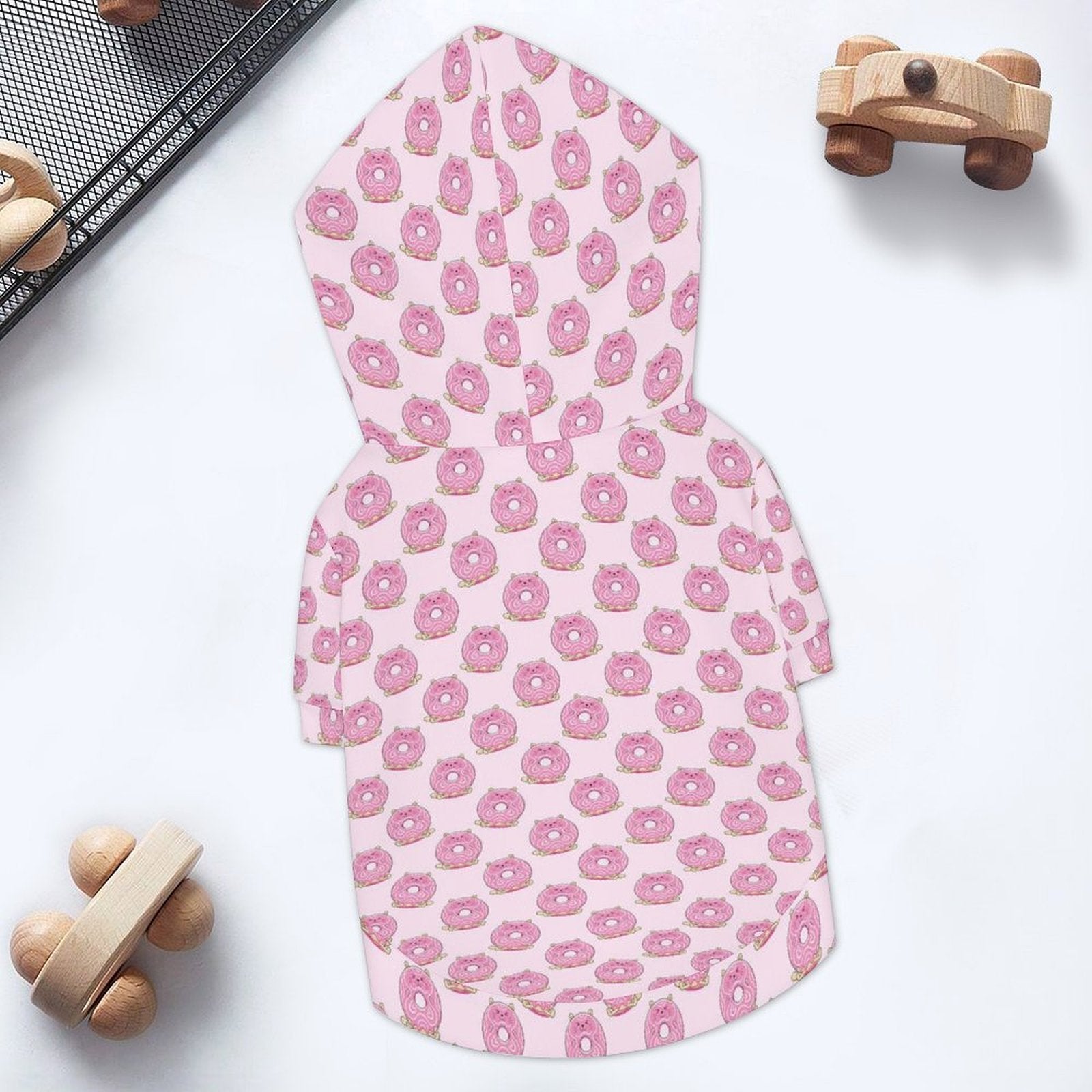 Pink Cat Doughnuts Pet Hoodie (Large Size)