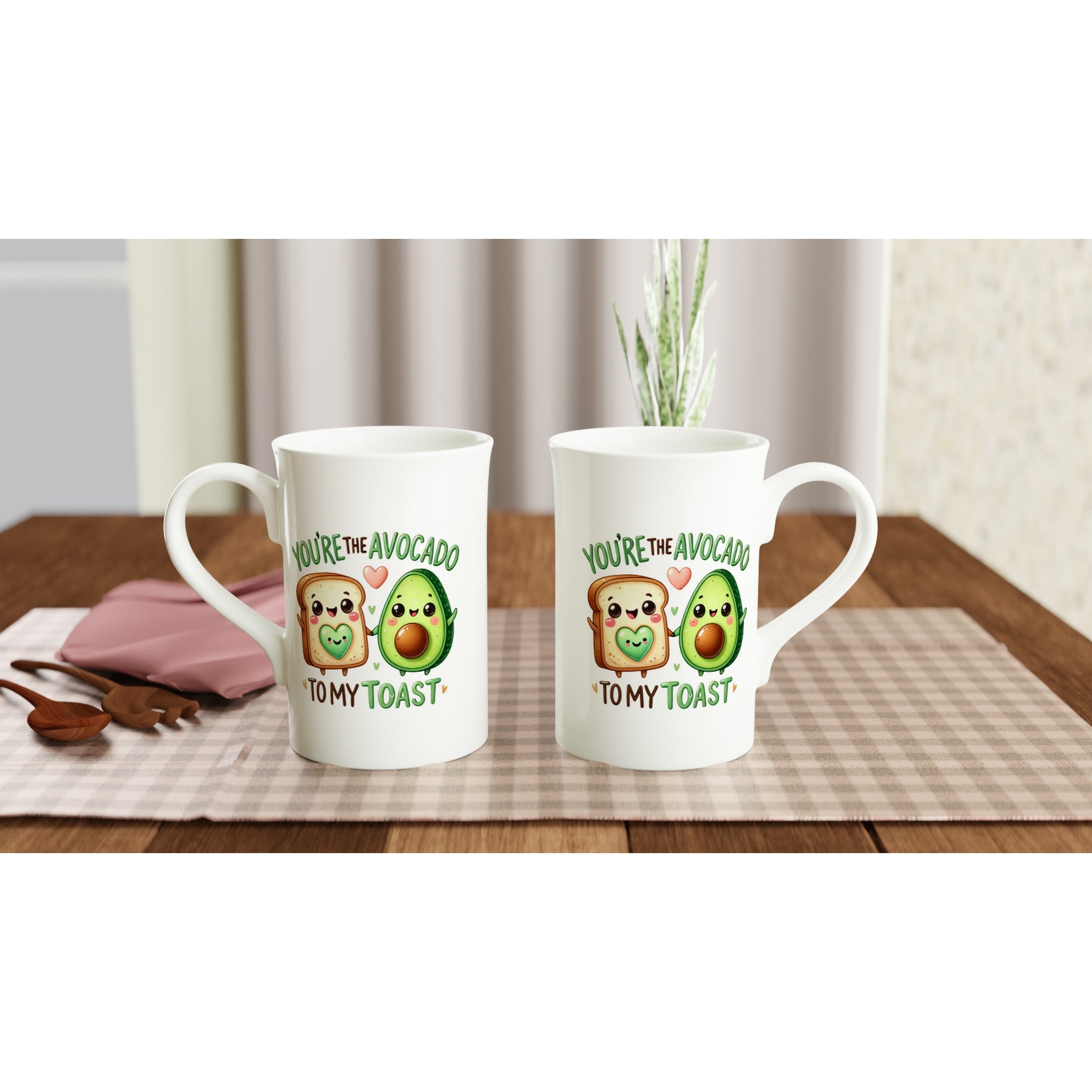 You're The Avocado To My Toast, Valentine - White 10oz Porcelain Slim Mug Porcelain Mug Food Globally Fulfilled Love