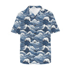 Japanese Waves Men's Short Sleeve Hawaiian Shirt Men's Hawaiian Shirt (New) Ocean Printed Offshore
