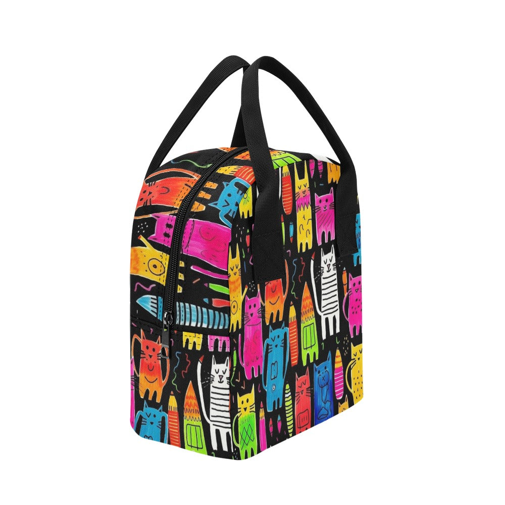 Colourful Cats - Zipper Lunch Bag Zipper Lunch Bag Printed Offshore