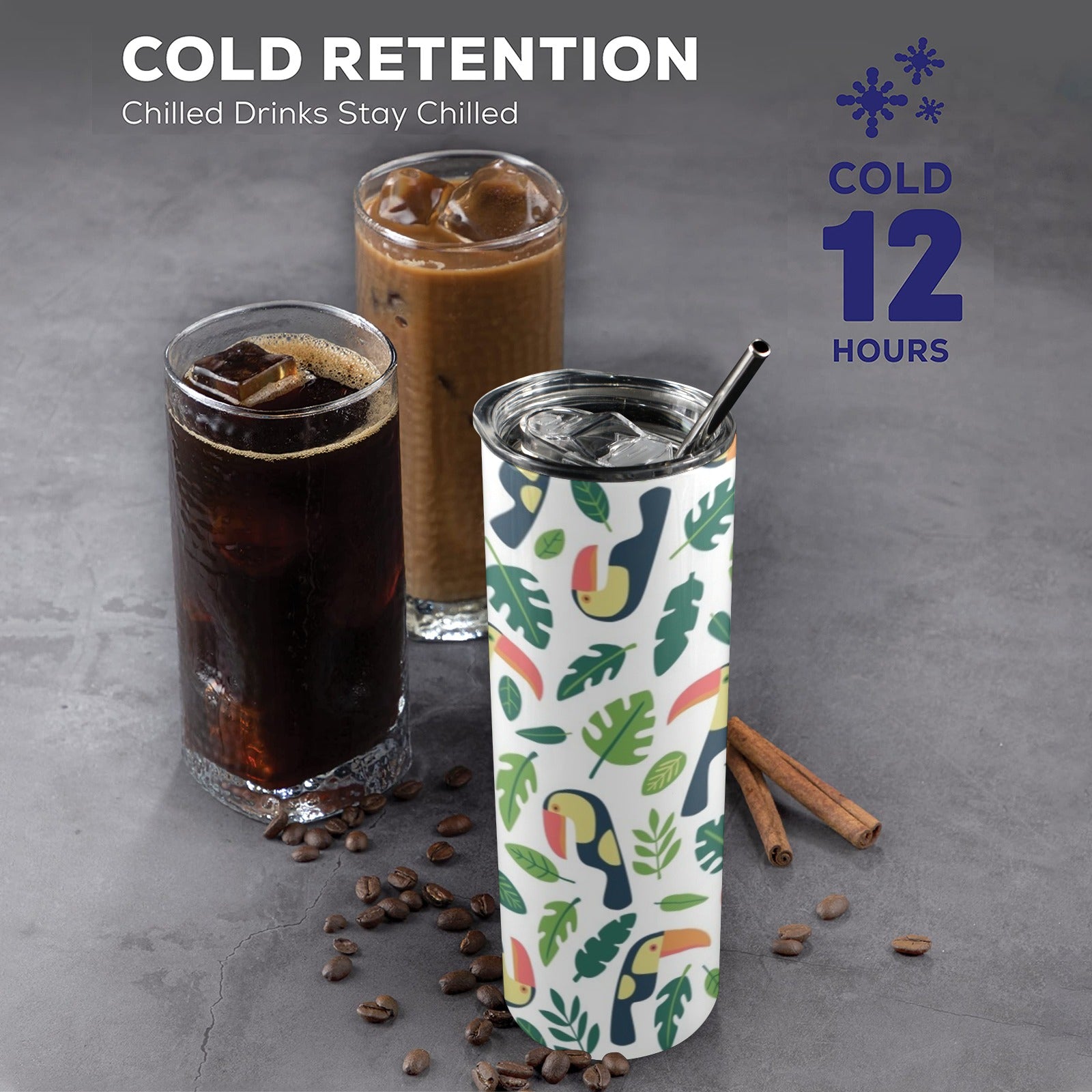 Toucans 20oz Tall Skinny Tumbler with Lid and Straw