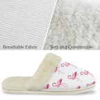 Flamingos Women's Fur Trim Thick-Sole Indoor Slippers Women's Fur Trimmed Slippers animal Printed Offshore