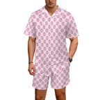 Cat Doughnuts Men's Hawaiian Shirt & Shorts Set Men's Hawaiian Shirt & Shorts Set animal Food Printed Offshore