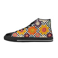Happy Retro Flowers Kids High Top Canvas Shoes US6Y Kids High Top Canvas Shoes Printed Offshore Retro