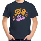 Big Sis, Sister - Kids Youth T-Shirt Navy Kids Youth T-shirt Printed In Australia