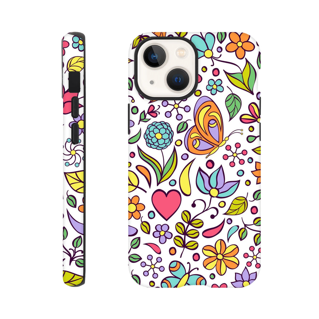 Quirky Butterfly Flowers - Apple iPhone Tough case iPhone 13 Mini iPhone Tough Case animal Globally Fulfilled