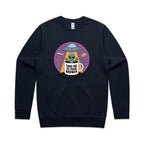 Coffee, Alien, UFO, Take Me To Your Brewer AS Colour Stencil Crew Sweatshirt Unisex Navy Sweatshirt Coffee Printed In Australia Si-Fi