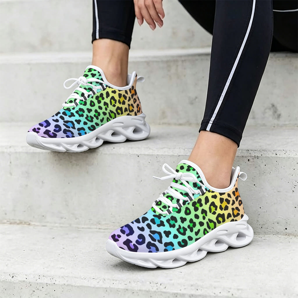Rainbow Leopard Print Women's Twisted Sole Sneakers