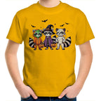 Halloween Raccoons - Kids Youth T-Shirt Gold Kids Youth T-shirt Halloween Printed In Australia