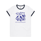 Birds, We're All Doing Our Best, Embarrassing tbh AS Colour Women's Ringer Tee White Navy Womens Ringer T-shirt animal Birds Printed In Australia