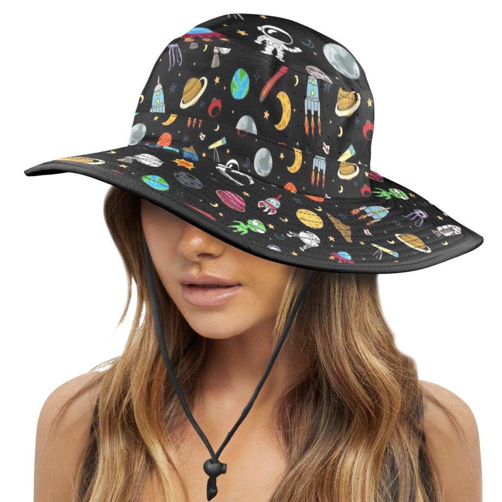 Fun Space Wide Brim Bucket Hat Wide Brim Bucket Hat Printed Offshore Space