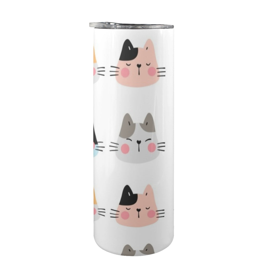 Cat Faces - 20oz Tall Skinny Tumbler with Lid and Straw