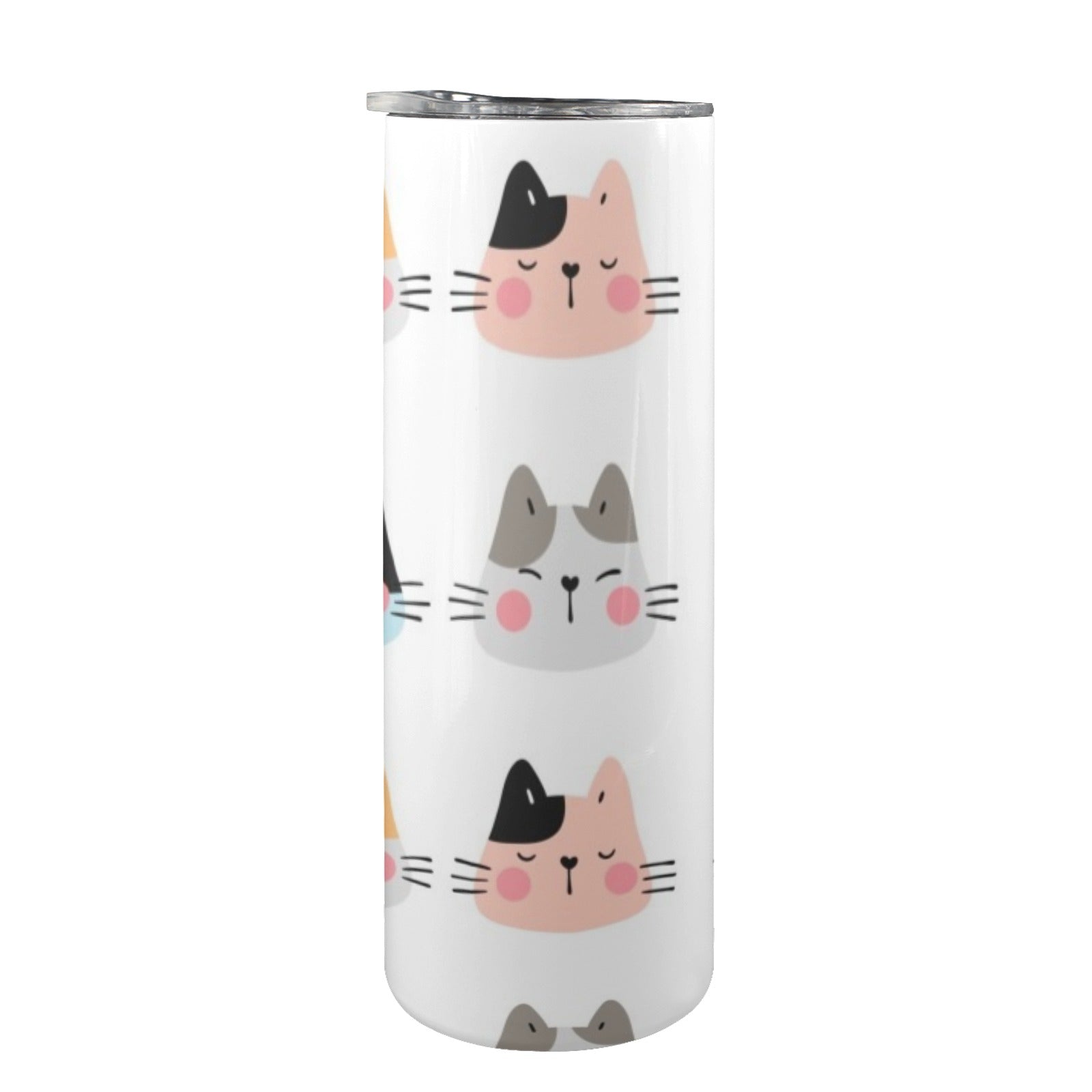 Cat Faces - 20oz Tall Skinny Tumbler with Lid and Straw