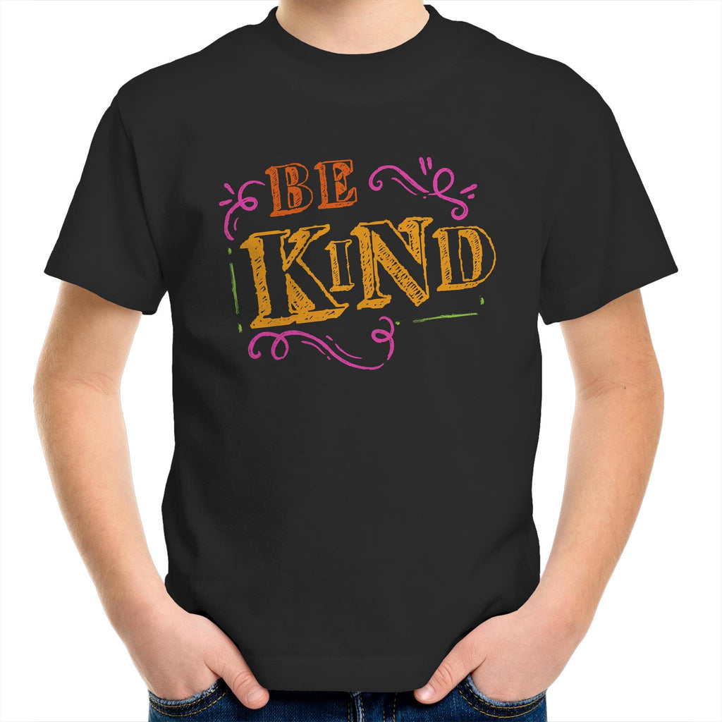 Be Kind - Kids Youth T-Shirt Black Kids Youth T-shirt Kindness Printed In Australia