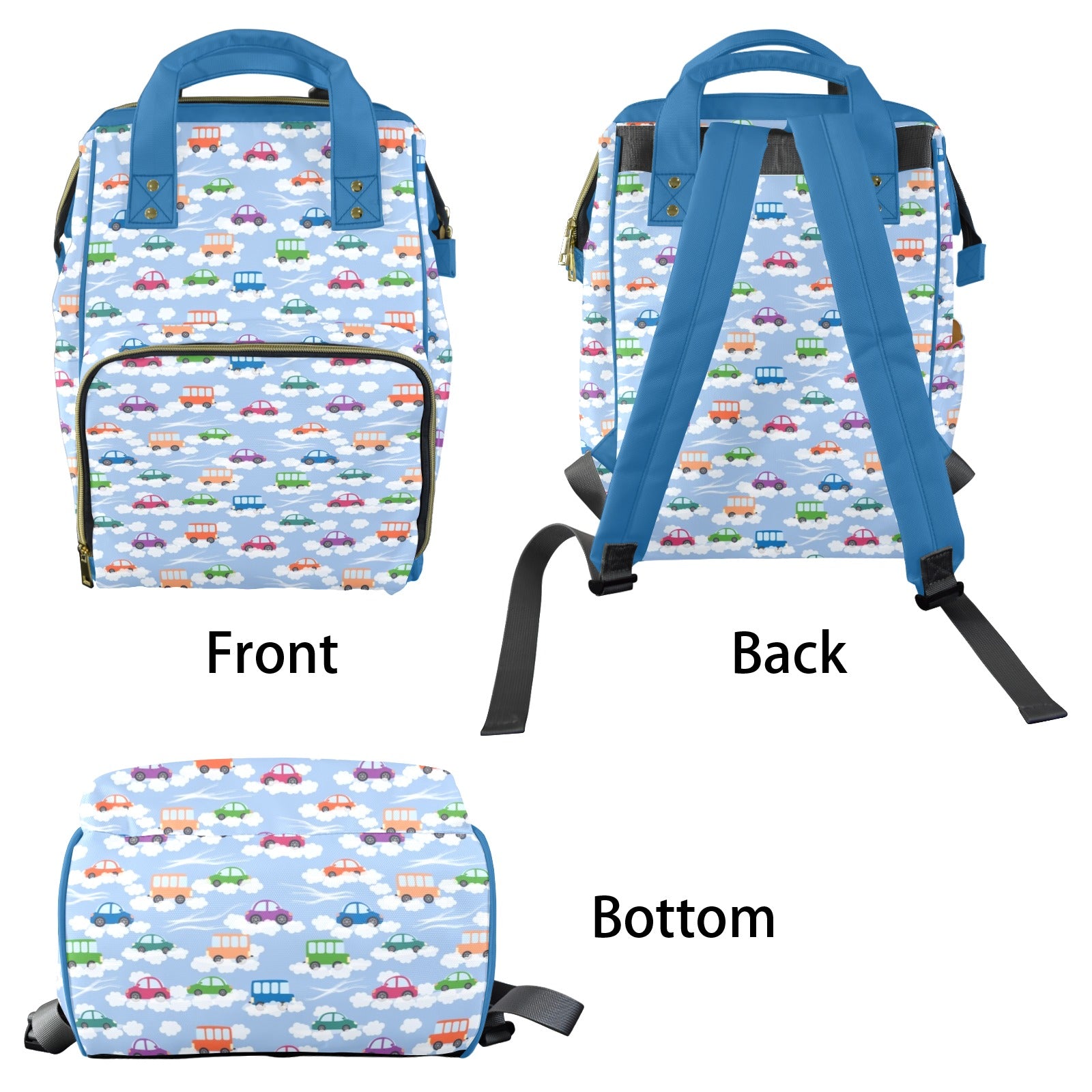 Colourful Cars Multi-Function Backpack, Nappy / Diaper Bag Multi-function Backpack, Nappy / Diaper Bag Printed Offshore