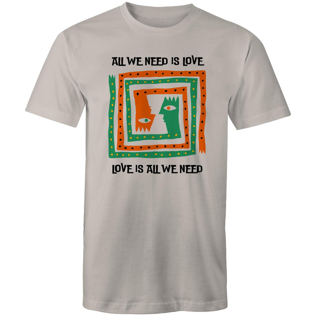 Love Is All We Need - Mens T-Shirt Light Grey Mens T-shirt Love Printed In Australia