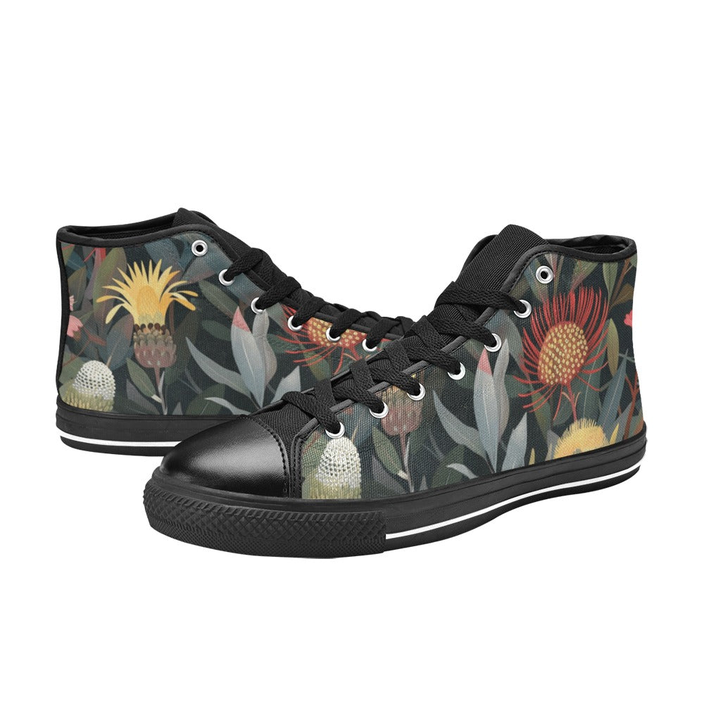 Australian Native Flowers - Men's High Top Canvas Shoes