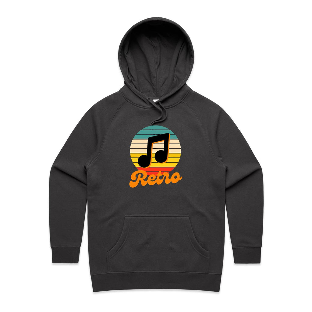 Retro Music - Womens Hoodie Coal Womens Hoodie Music Printed In Australia Retro