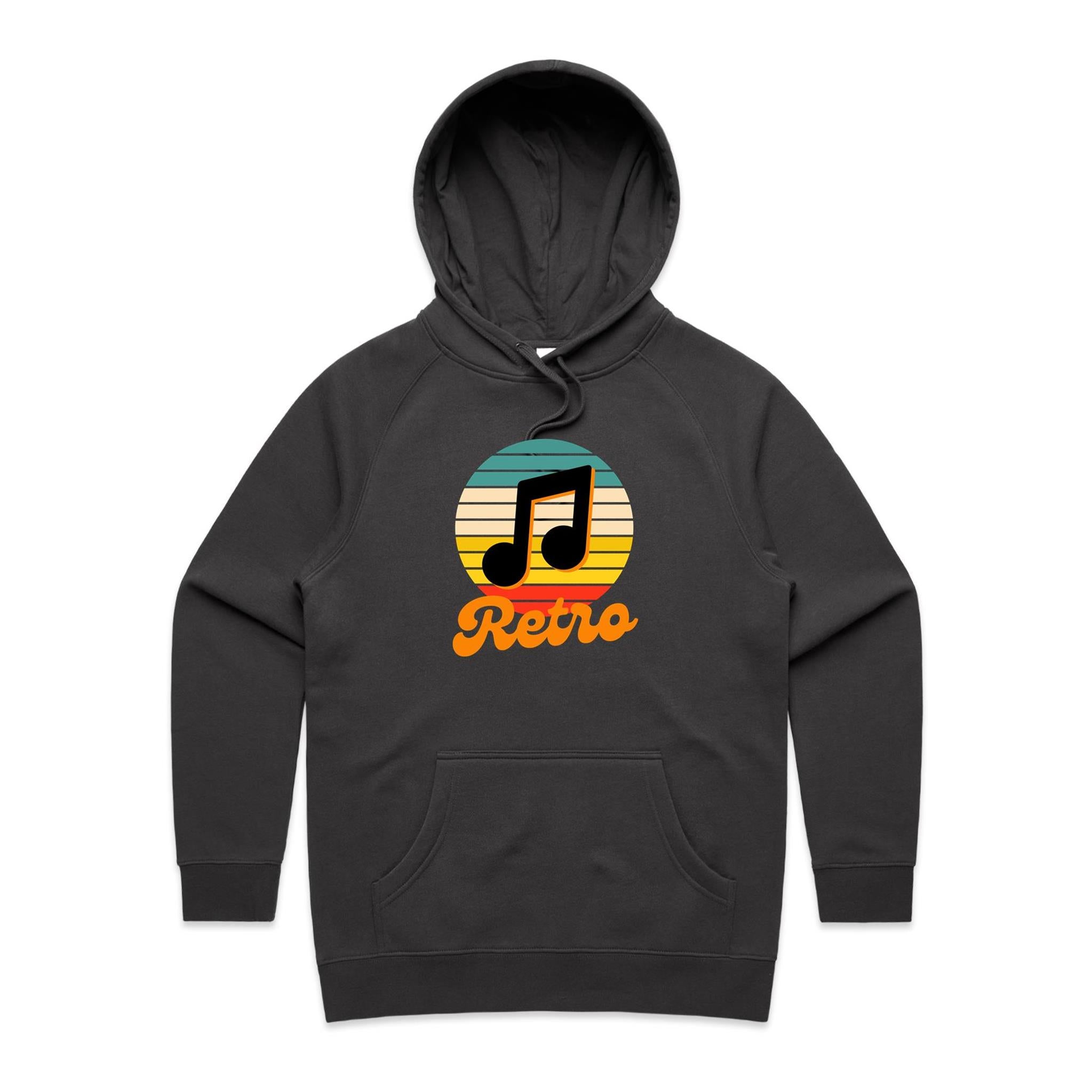 Retro Music - Womens Hoodie Coal Womens Hoodie Music Printed In Australia Retro