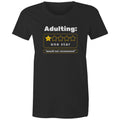 Adulting, One Star - Womens T-shirt Black Womens T-shirt Printed In Australia