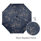 Gold Flowers On Navy - Semi-Automatic Foldable Umbrella (Model U12) Semi-Automatic Foldable Umbrella (U12)