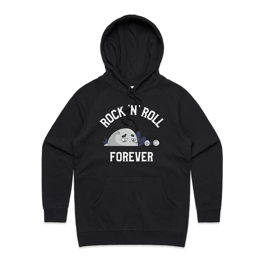 Rock And Roll Forever - Womens Hoodie Black Womens Hoodie Music Printed In Australia