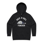 Rock And Roll Forever - Womens Hoodie Black Womens Hoodie Music Printed In Australia