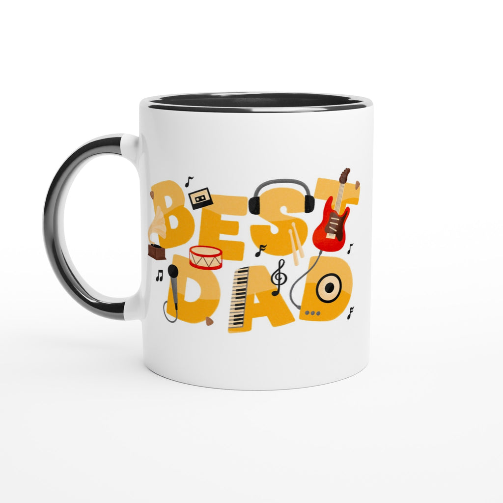 Best Dad - White 11oz Ceramic Mug with Colour Inside Ceramic Black Colour 11oz Mug Dad Globally Fulfilled