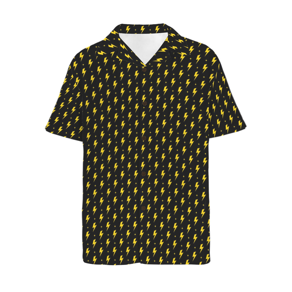 Yellow Lightning Men's Short Sleeve Hawaiian Shirt Men's Hawaiian Shirt (New) comic Printed Offshore