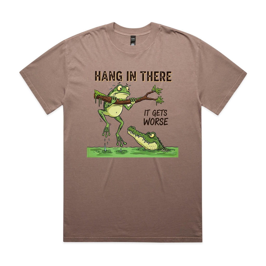 Hang In There, It Gets Worse AS Colour Heavy Faded Tee Unisex Faded mushroom Heavy Faded T-shirt animal Printed In Australia